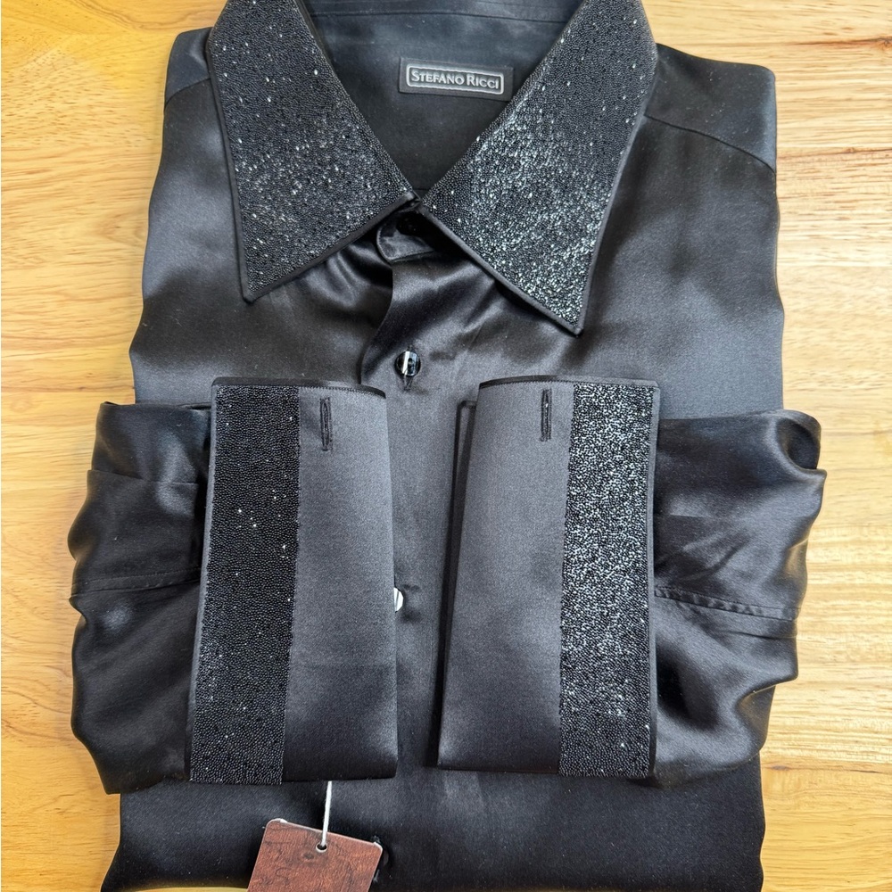 Stefano Ricci Black Satin Shirt